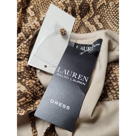 Lauren Ralph Lauren Python Print Blouson Georgette Dress Size 12 NWT Size 12 - Picture 7 of 10